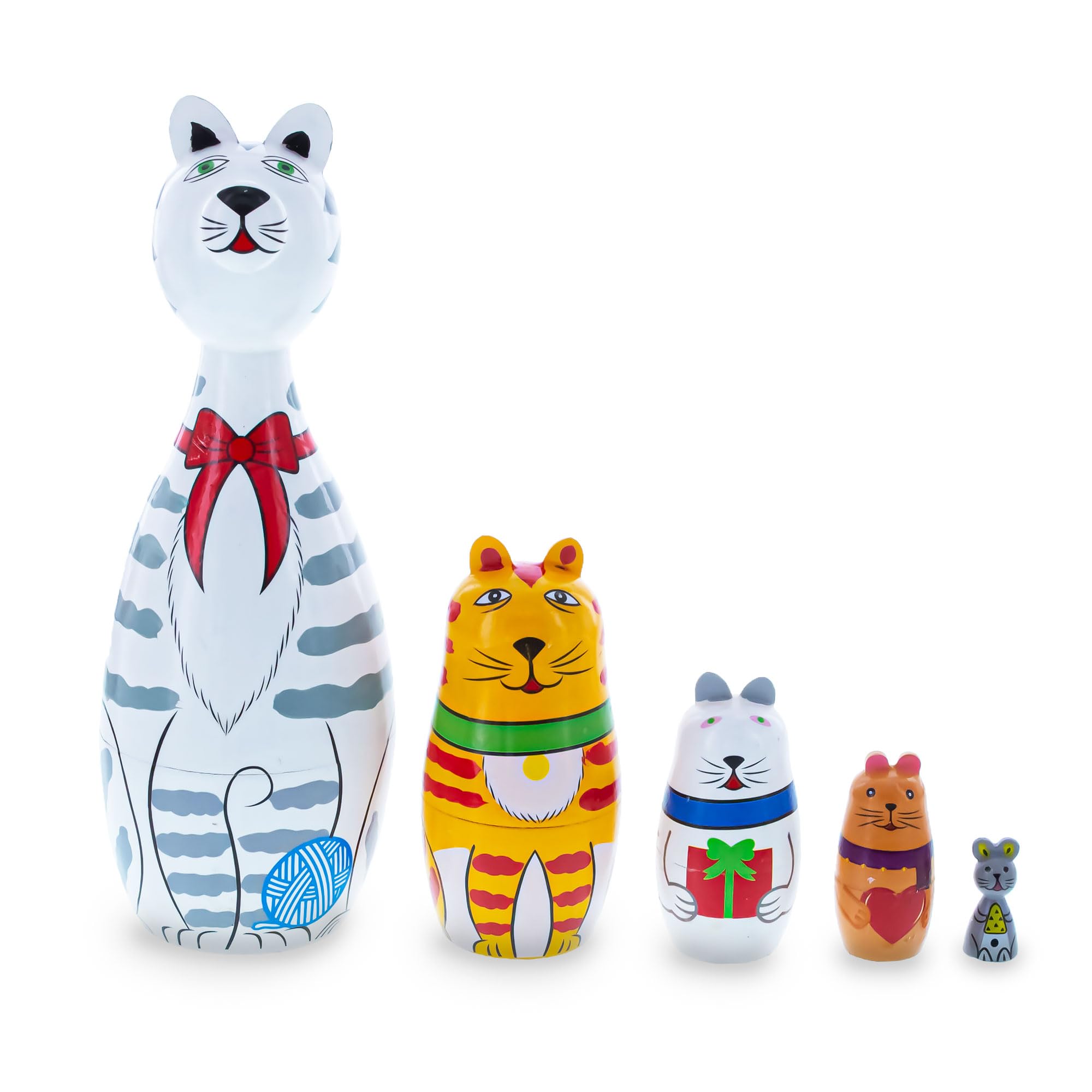 Amazon.com: BestPysanky Four Cats and Mouse Wooden Nesting Dolls 7