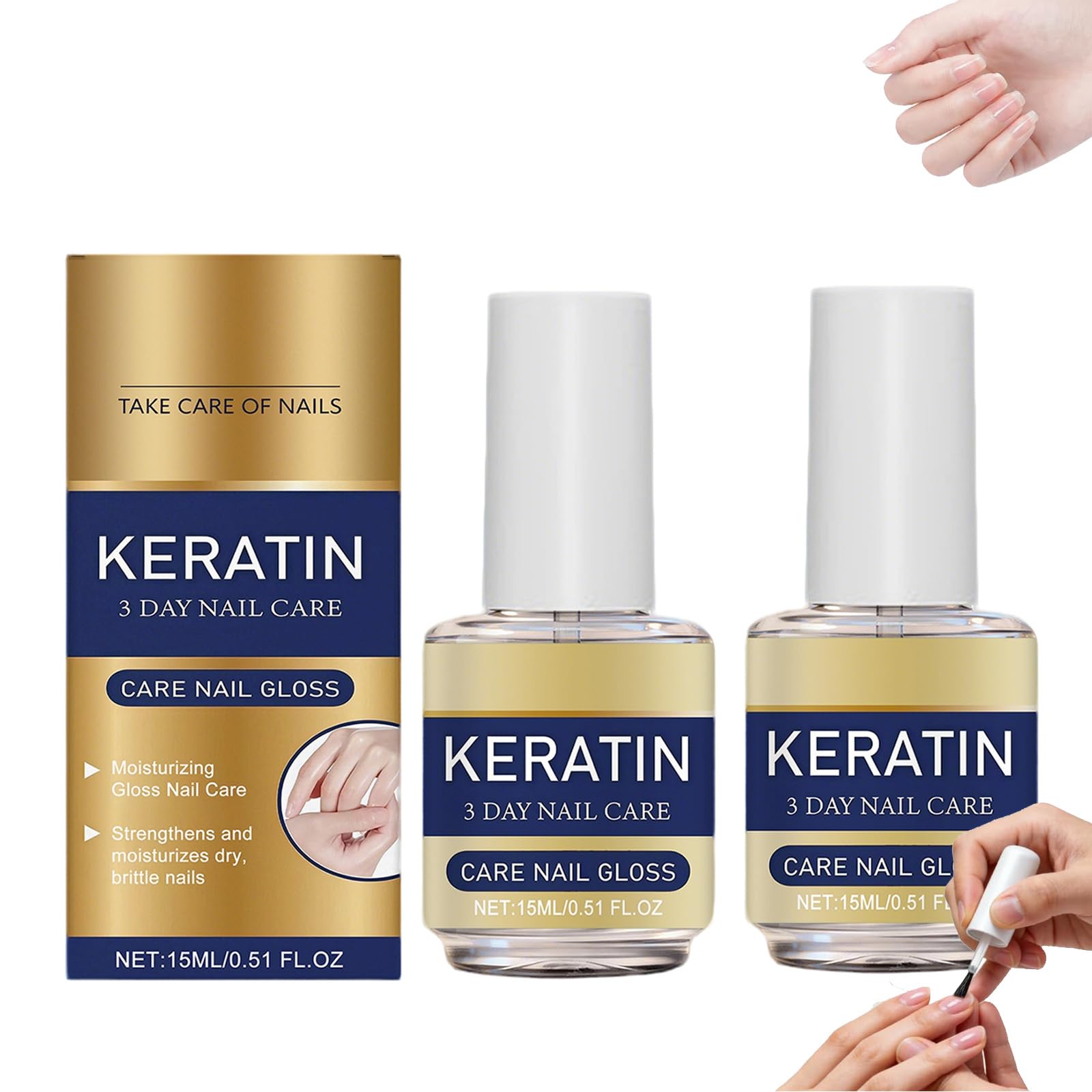 Keratin Nail Care Oil,2 Pcs 3-Day Nail Repair, Strengthening & Repair Serum for Dry, Weak, Brittle Nails with Aloe Vera & Lavender, Fast Hydrating Moisturizer for Strong & Glossy Nails