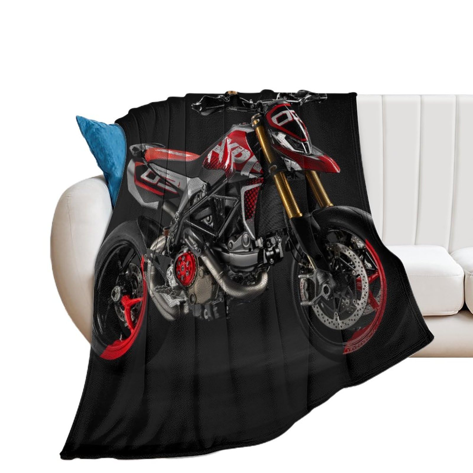Plaid polaire moto en flanelle douce d'une finition haut de gamme pour grand canapé
