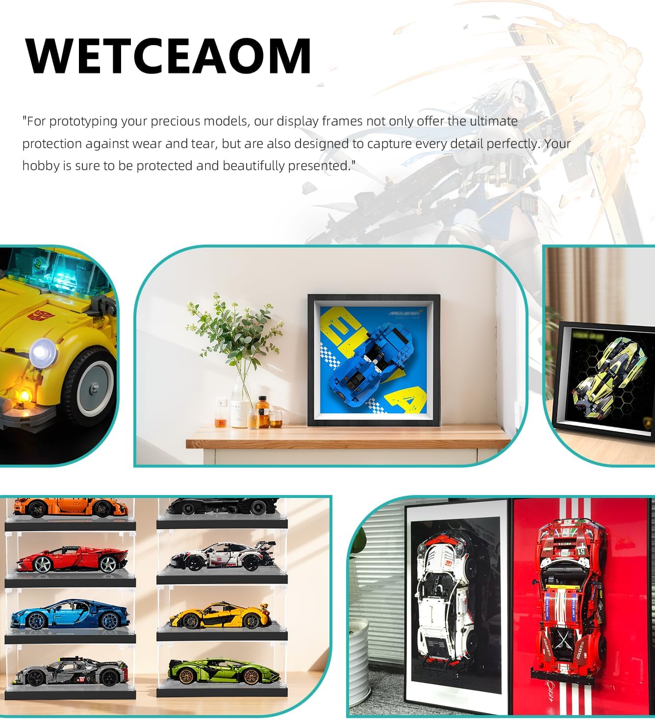 WETCEAOM Display Wallboard Compatible with Lego Speed Champions Elva 76902, Gift Ideas Compatible with Lego Car Wall Mount Lover (Model Not Included)