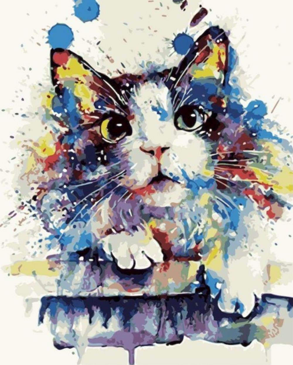 Chat peinture à l'huile par numéros 40x50cm avec toile encadrée pour salon