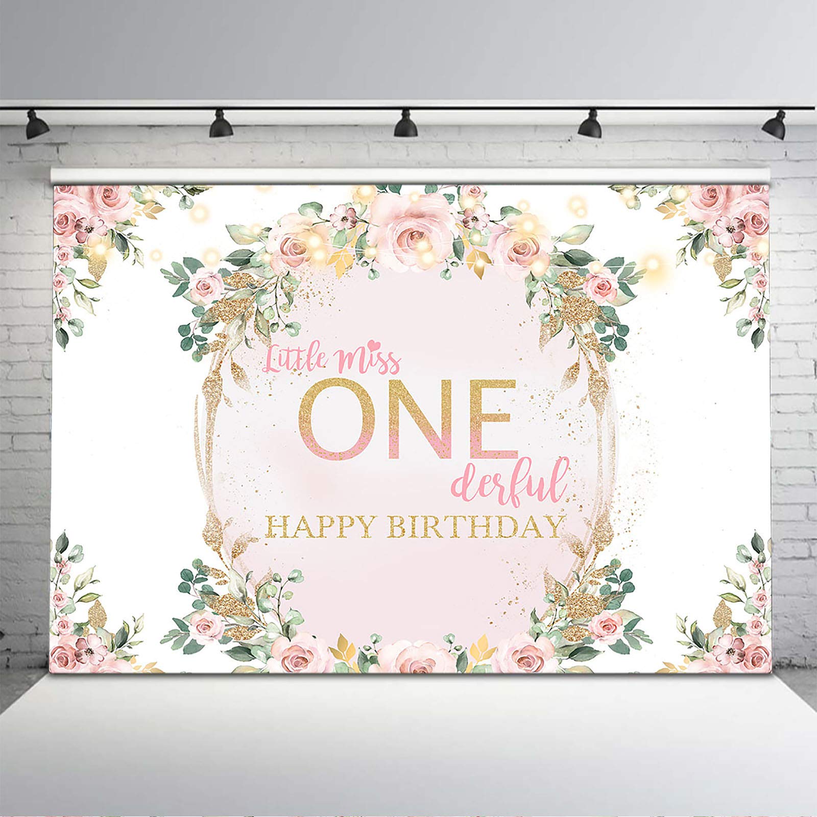 Buy Avezano Little Miss Onederful Backdrop Pink Floral Glitter Lights