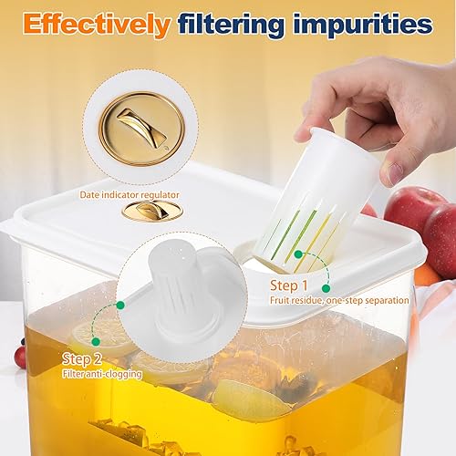 Miniatura 3 de Dispensador de bebidas para nevera con espita de plástico jugo limonada recipiente de té helado para reuniones familiares y fiestas