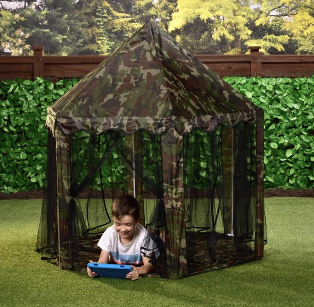 New||Kids Camouflage Gazebo Play Tent, Outdoor Playhouse for Children, Brilliant for playing outdoors but sheltered from the sun||