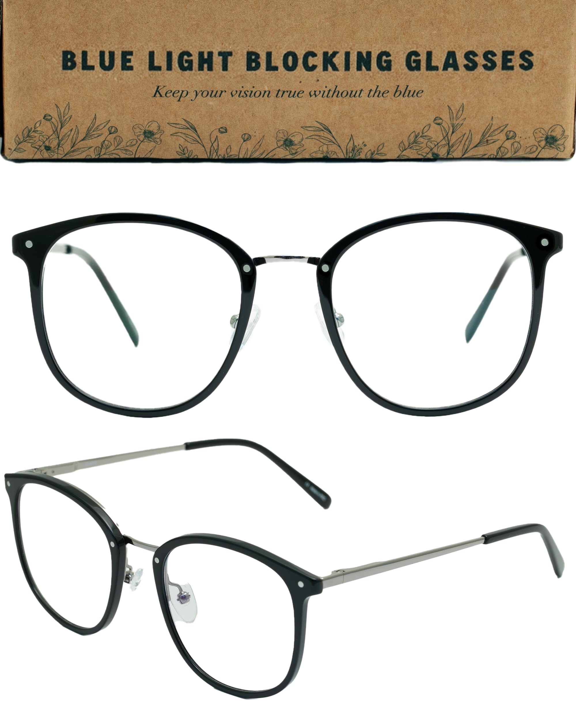 CLARIE Blue Light Blocking Glasses for Women | Dual Sided Anti Glare | Oversized Fashion | Gaming | Screwless | Spring Hinge