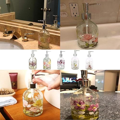 Miniatura 6 de Topadorn 17oz Glass Soap Dispenser with Plastic Pump for Kitchen and Bathroom, Refillable Clear Bottle for Dish Soap & Hand Soap