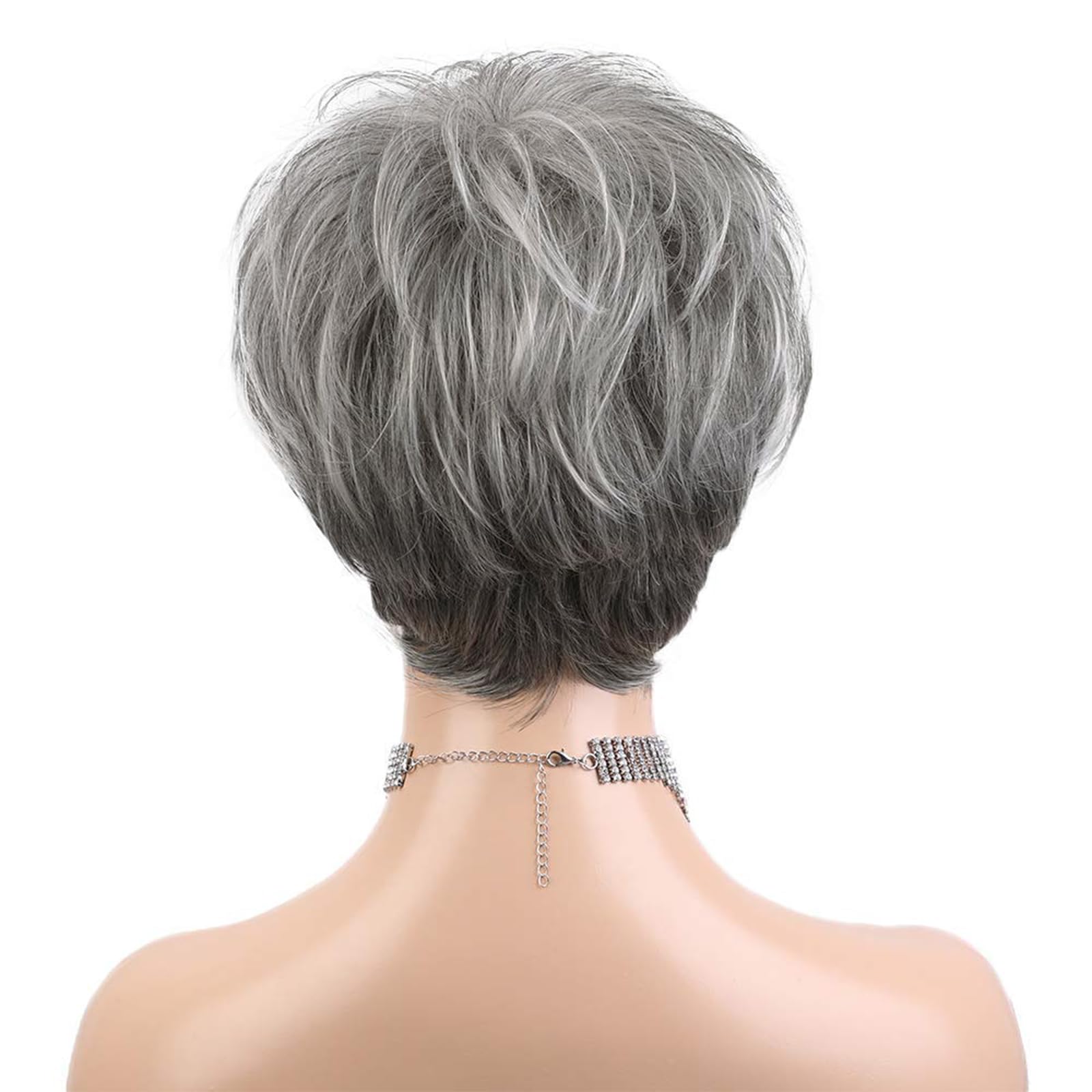 HAIRCUBE Easy Care Perücken Pixie Cut Echthaarperücken für Frauen, schöne kurze graue Perücken für Frauen, natürlich und realistisch