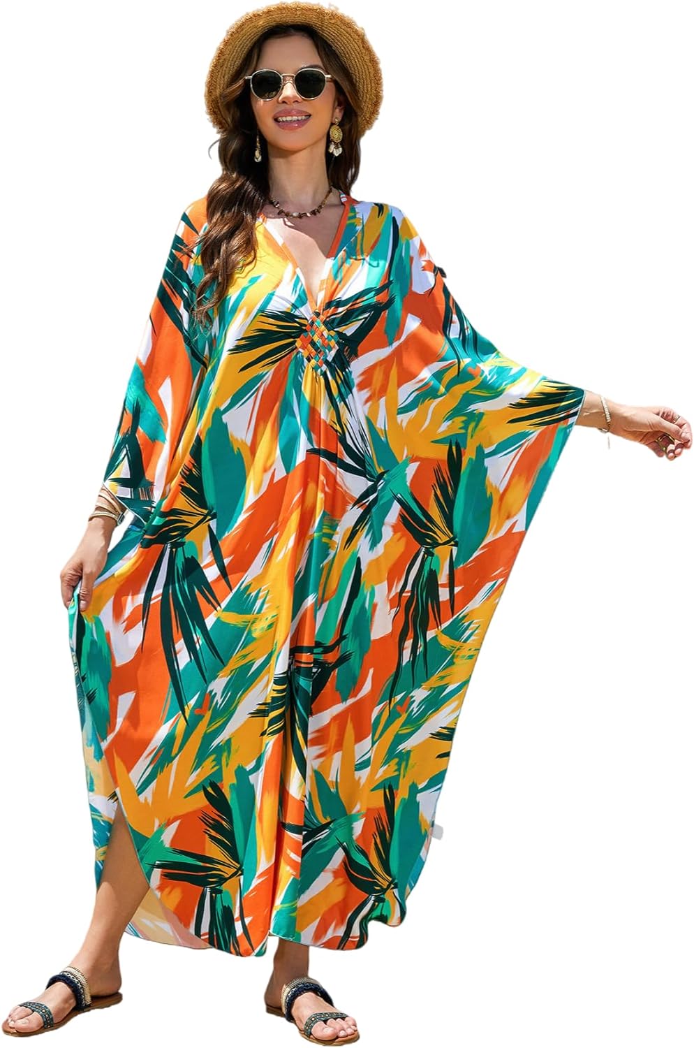 Kaftan Dresses Printed Moo Moos for Women Plus Size Mrs Roper Caftan Batwing Nightgowns Lounge Summer Beach Cover Ups