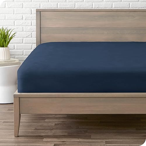 Miniatura 2 de Bare Home Juego de sábana bajera de franela con funda de almohada de franela (Queen, azul oscuro)