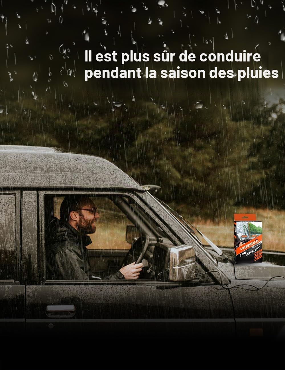 Visbella Anti-pluie avec chiffon de nettoyage, nettoyant pour vitres, liquide de lavage, essuie-glace hydrofuge pour pare-brise de voiture, fenêtres, rétroviseurs, lunettes, visibilité et sécurité