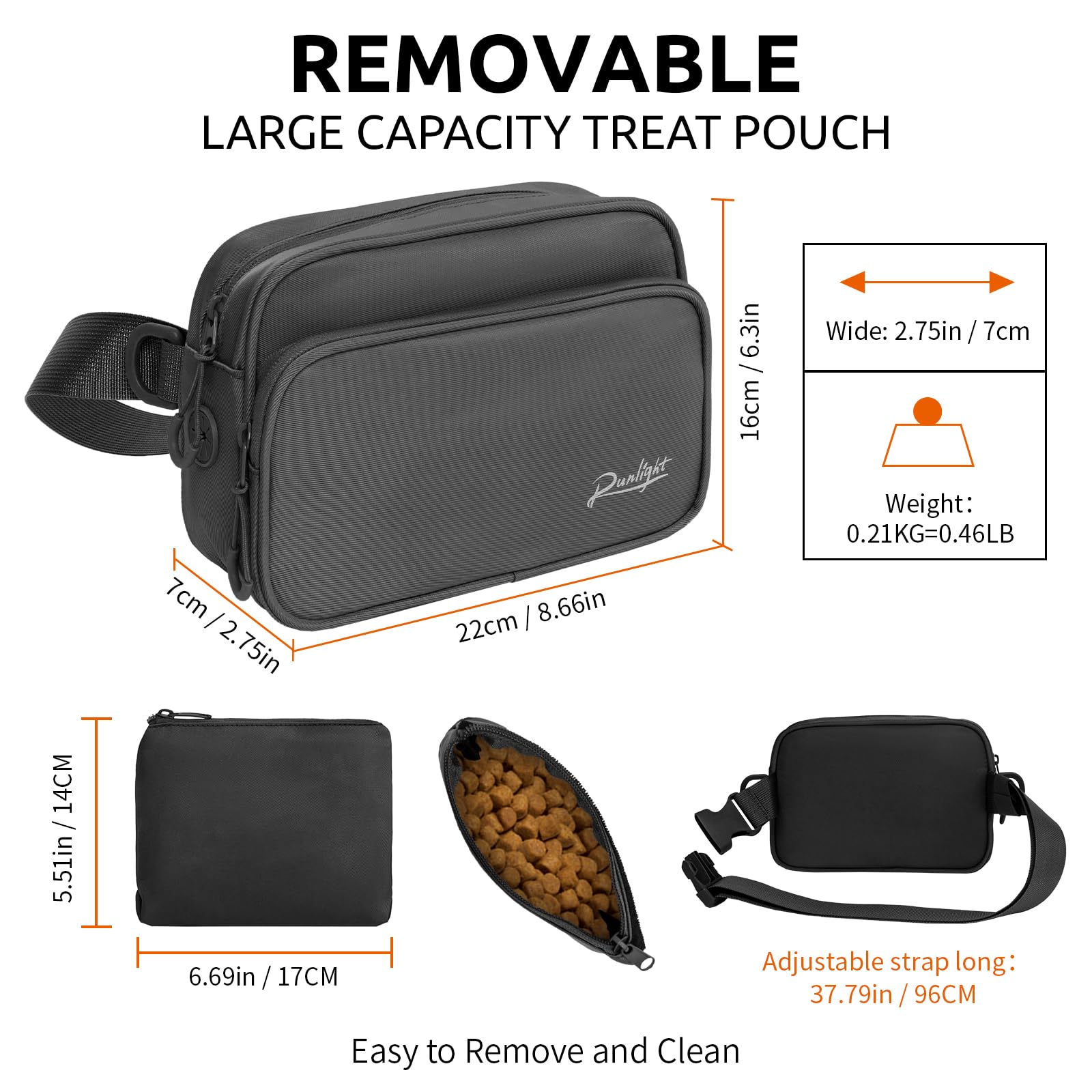 Runlight Dog Training Treat Pouch Fanny Pack,Dog Waist Belt,Dogs Walking Bag Crossbody with Poop Bags,Puppy Treat Bag Training Pouch G178 (Black - Image 4