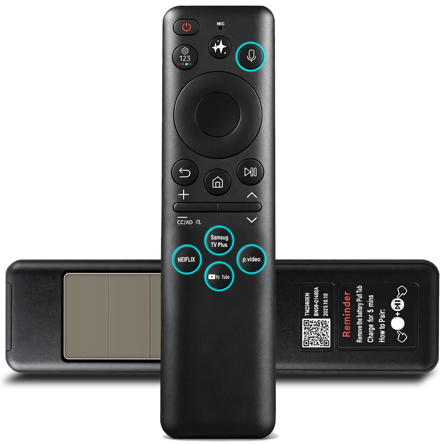 BN59-01480A - Telecomando solare per Samsung TV 2019-2025, controllo vocale | Alimentato a energia solare e ricaricabile tramite USB-C, ecologico e durevole, controllo vocale KI, compatibile con Bixby