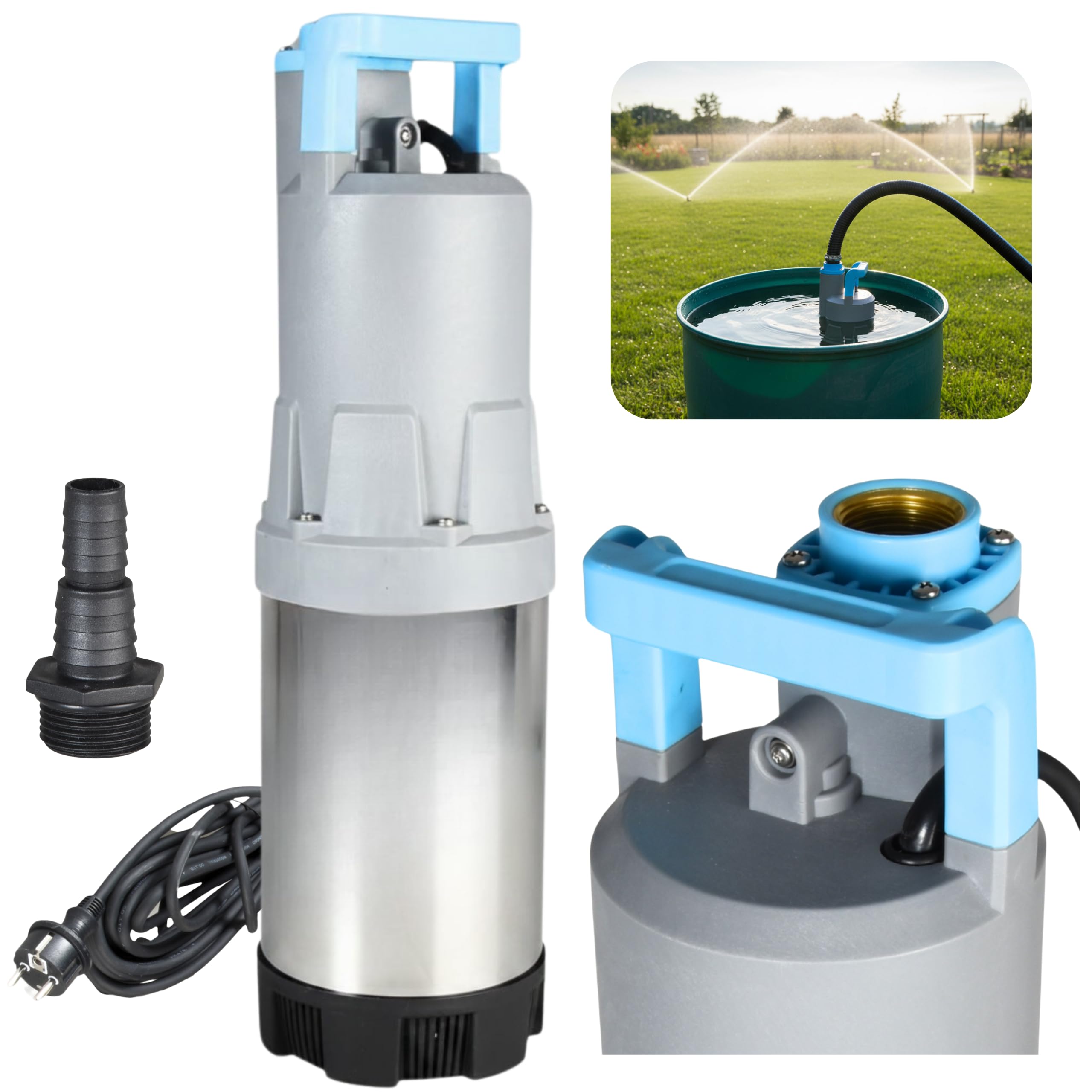 Pompe Submersible FLOX 45 INOX pour Eaux Propres (1100 W, 6600 l/h, hauteur de refoulement 45 m) - Pompe Immergée Professionnelle pour Récupération d’Eau de Pluie, Arrosage Jardin, Piscine et Cave
