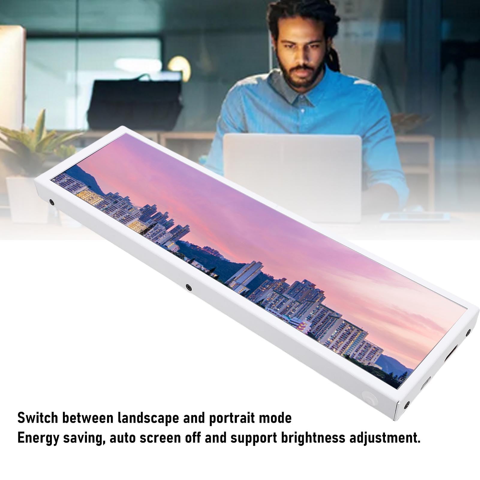 Zunate Przenośny Ekran Dotykowy o Przekątnej 8,8 Cala i Wysokiej Rozdzielczości 480x1920 Obudowa Komputera PC Monitor Temperatury GPU dla Majsterkowiczów Muzyki, Stop Aluminium i Szkło
