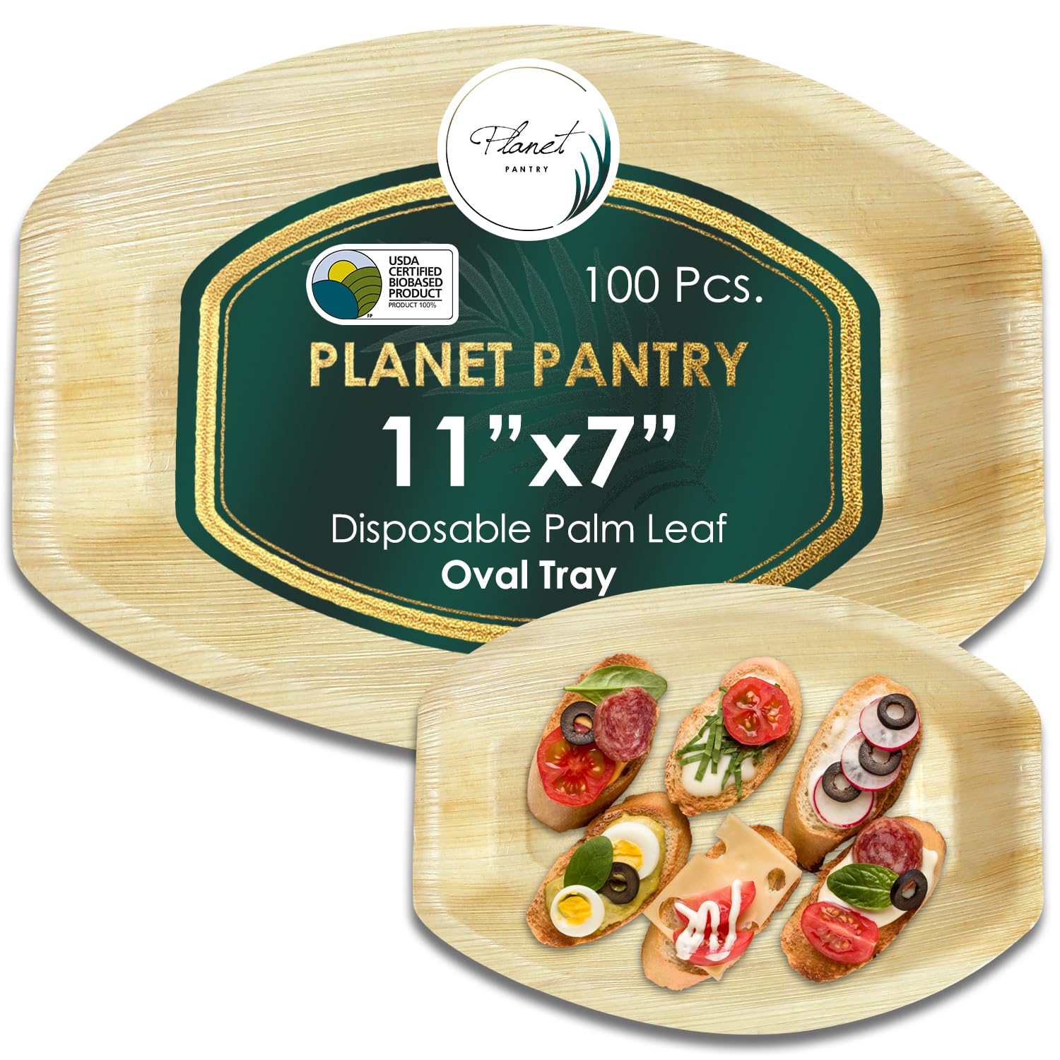 Planet Pantry Disposable Palm leaf Oval Tray 11