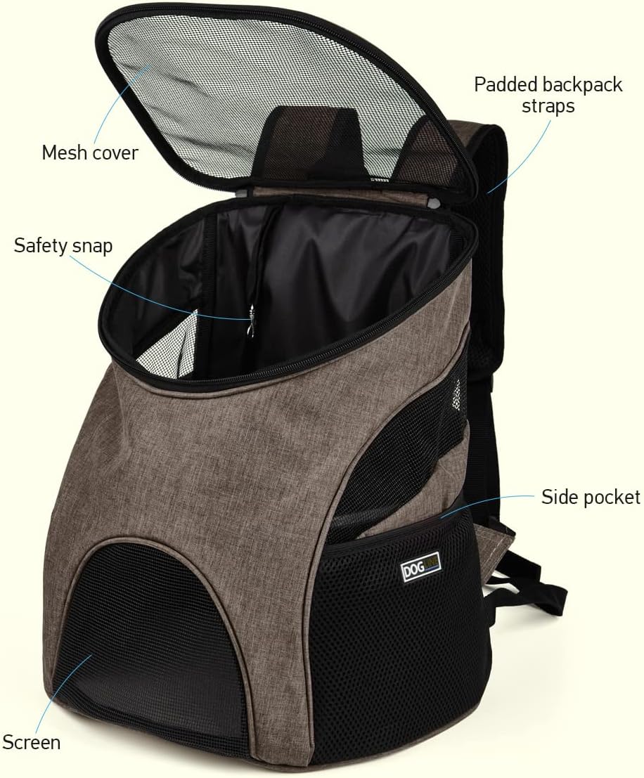 Dogline Personalized Front and Backpack for Dogs/Cats - Two Sizes - Airline Approved - Small, Beige