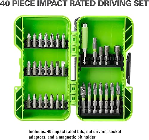 Miniatura 7 de Greenworks Kit de taladro de martillo inalámbrico sin escobillas de 24 V, baterías y cargador incluidos, con juego de brocas de conducción nominal