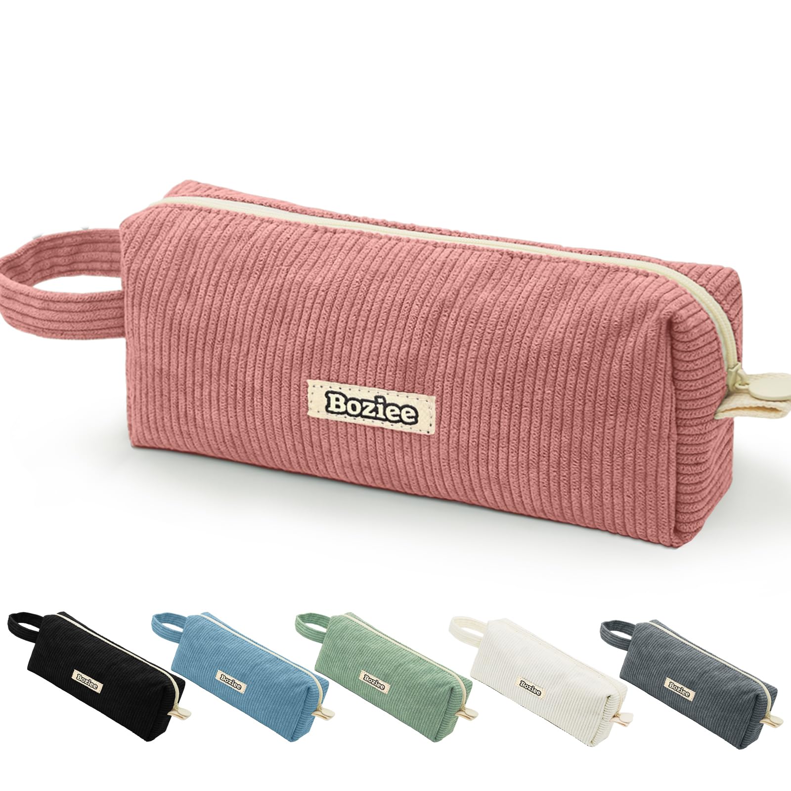 Boziee Cord-Stoff Federmäppchen Mäppchen Mädchen Teenager Stiftetasche Federtasche Pencil Case Schulmäppchen Stiftemappe für Schule | Büro (Rosa)