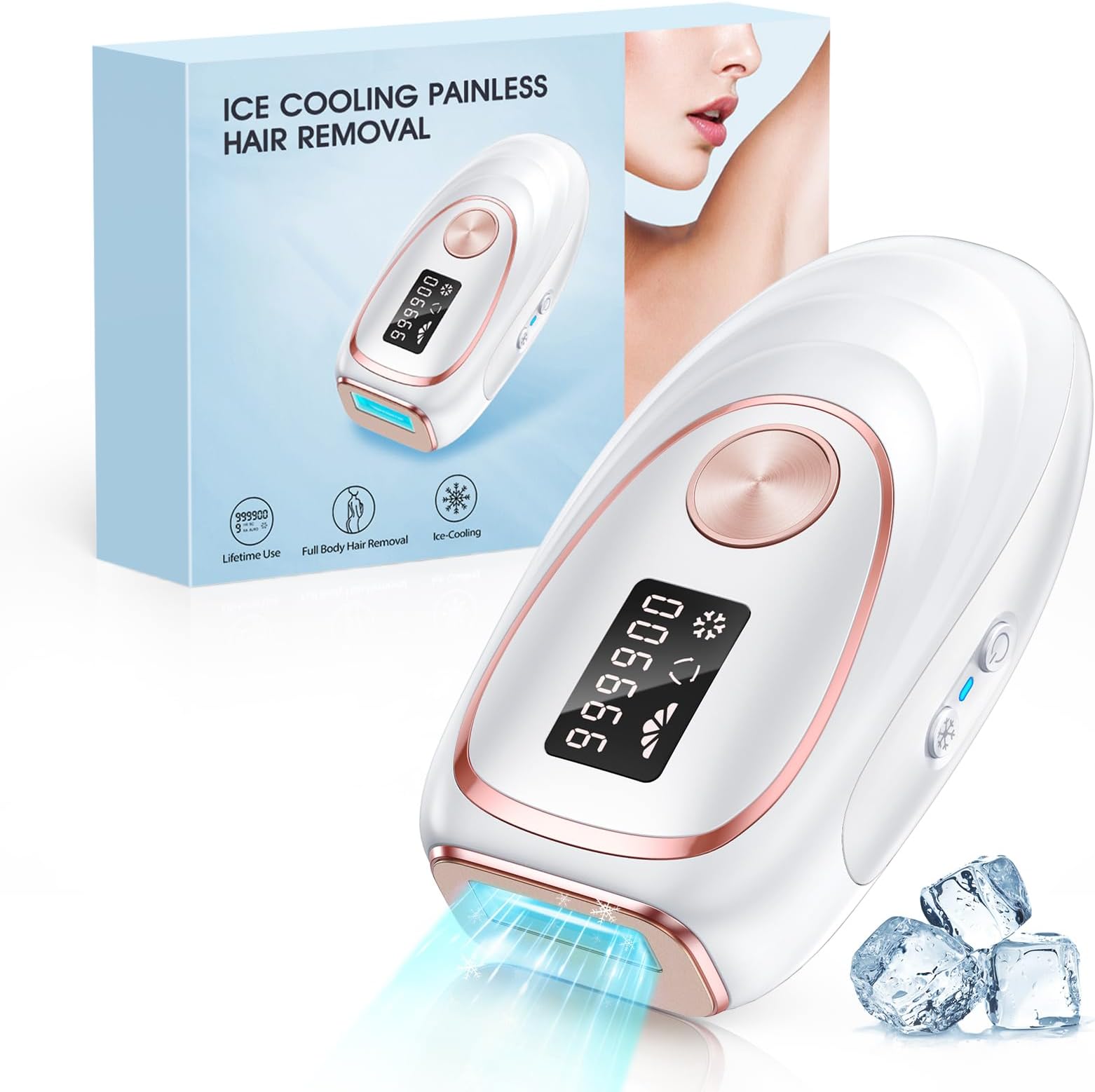 Laser Hair Removal with Cooling, at-Home IPL Hair Removal for Women Men, Upgraded to 999,900 Flashes Permanent Hair Removal Device on Facial Legs Arms Bikini Line