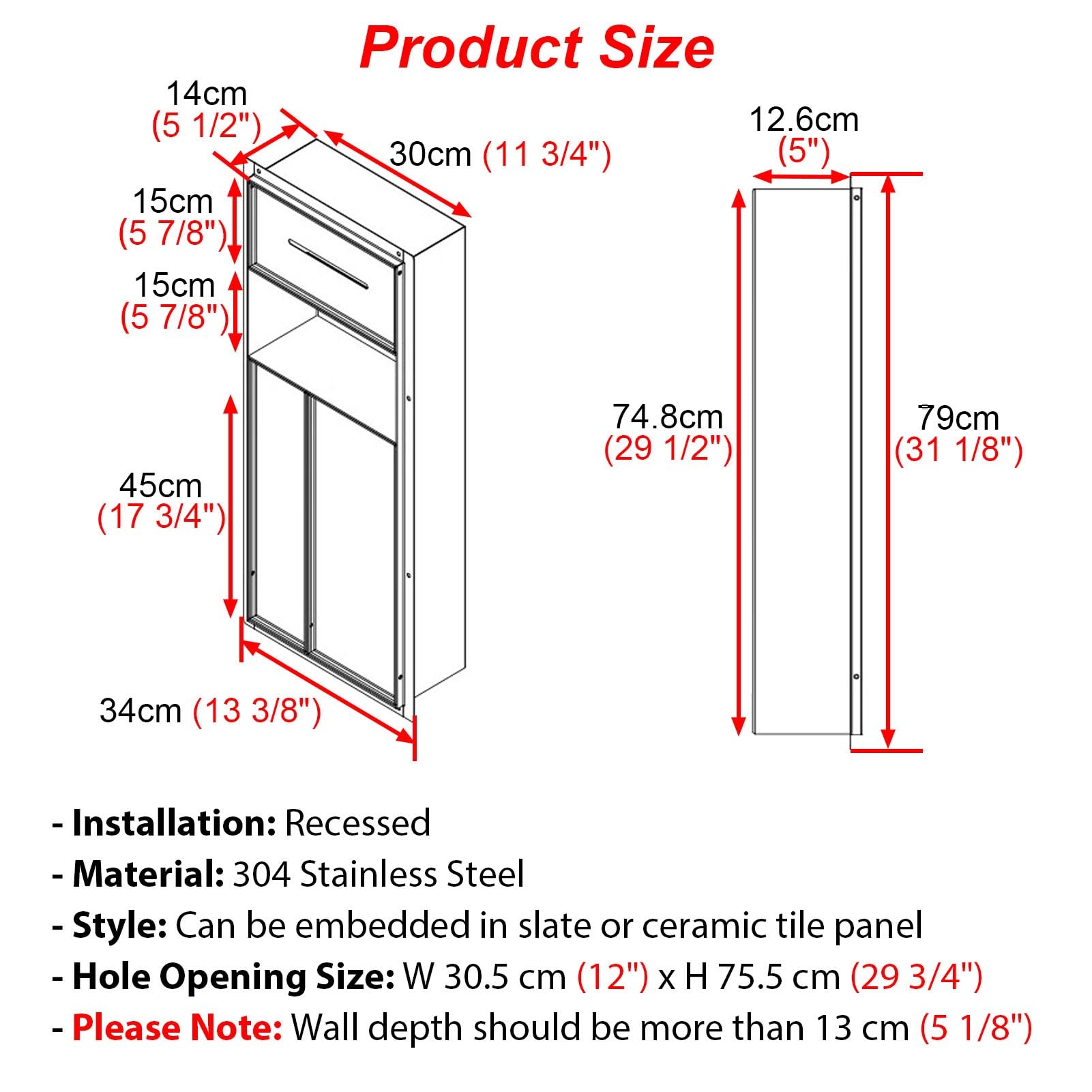 Vibeo Wandnische Dusche Versenkter Toilettenpapierhalter mit Abfalleimer, Toilettenpapiernische in Der Wand mit Spender, Eingelassene Wandregale für Das Badezimmer
