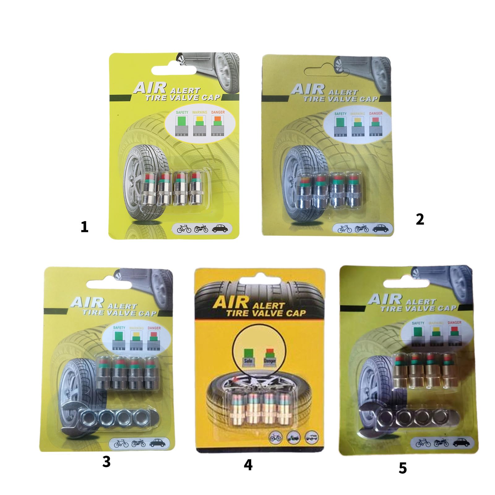 Bouchons De Valve Numérique Pour Pneus - Affichage Pression, Anti-fuite, Laiton, Plusieurs Couleurs (lot De 4)
