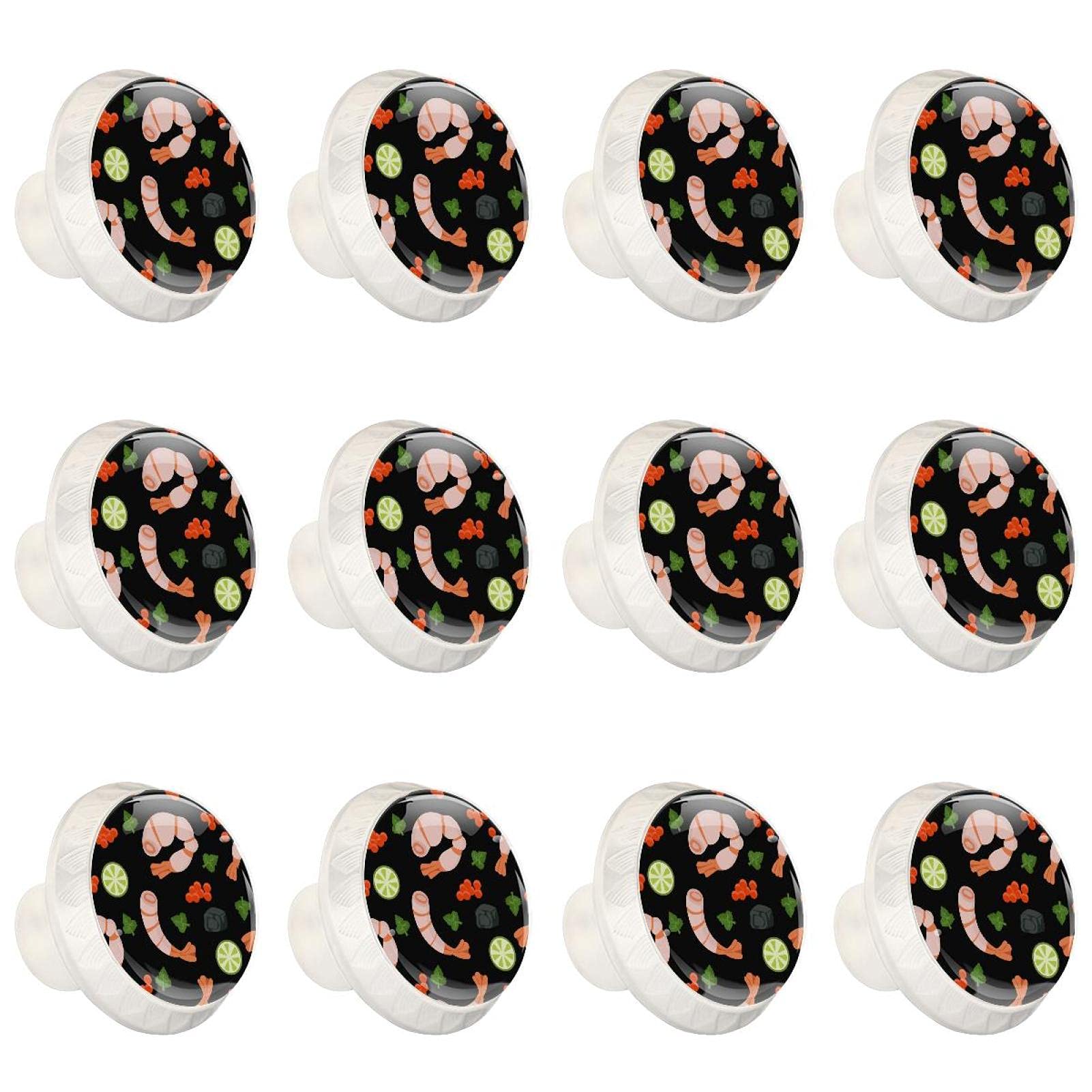 Boutons d'armoires de cuisine ronds en lot de 12 poignées de tiroirs à motif crevettes