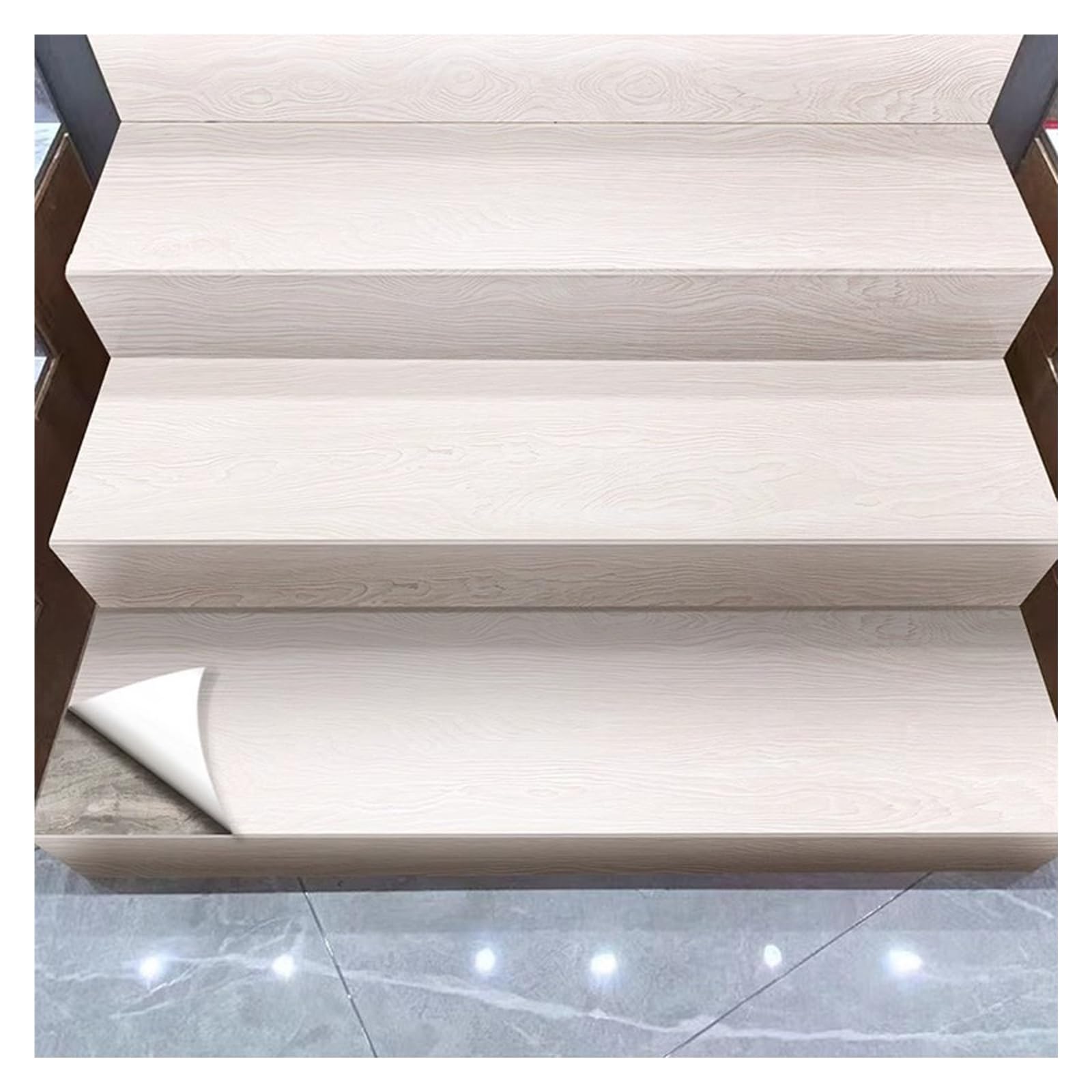 Vintage Wood Grain PVC Stair Stickers for Treads & Risers, Peel & Stick Staircase Decals, Rustic Faux Wood Contact Paper Roll, Stair Steps Decals for Home, Kitchen & Office Decor