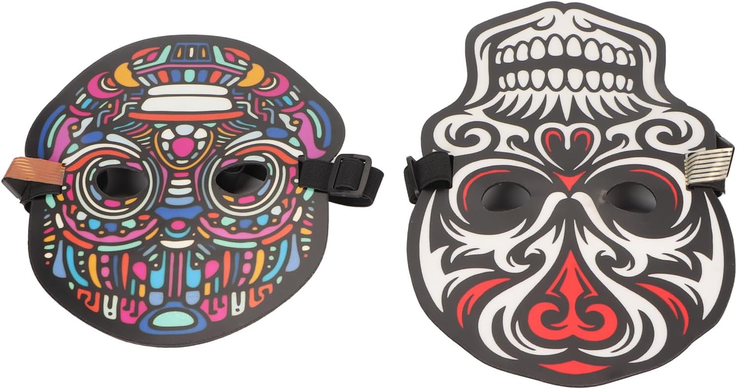 2pcs LED Face Covers Voice Control Adjustable Size Light Up for Halloween Party Cosplay 2pcs LED Face Covers Voice Control Adjustable Size Light Up for Halloween Party Cosplay