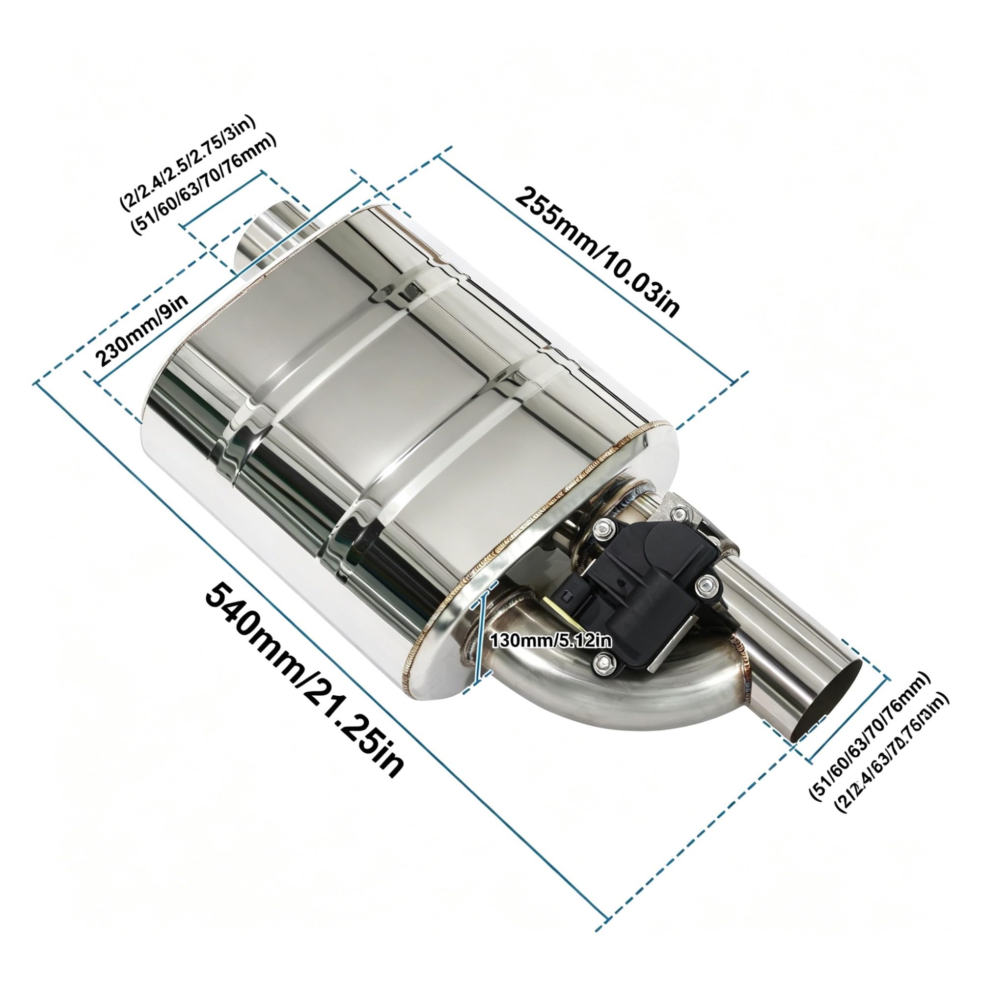 Tubo Scarico Silenziatore Di Scarico Elettronico Con Valvola Solo Silenziatore Di Scarico Catback Per Auto Con Ingresso Singolo Punta Silenziatore(60mm)