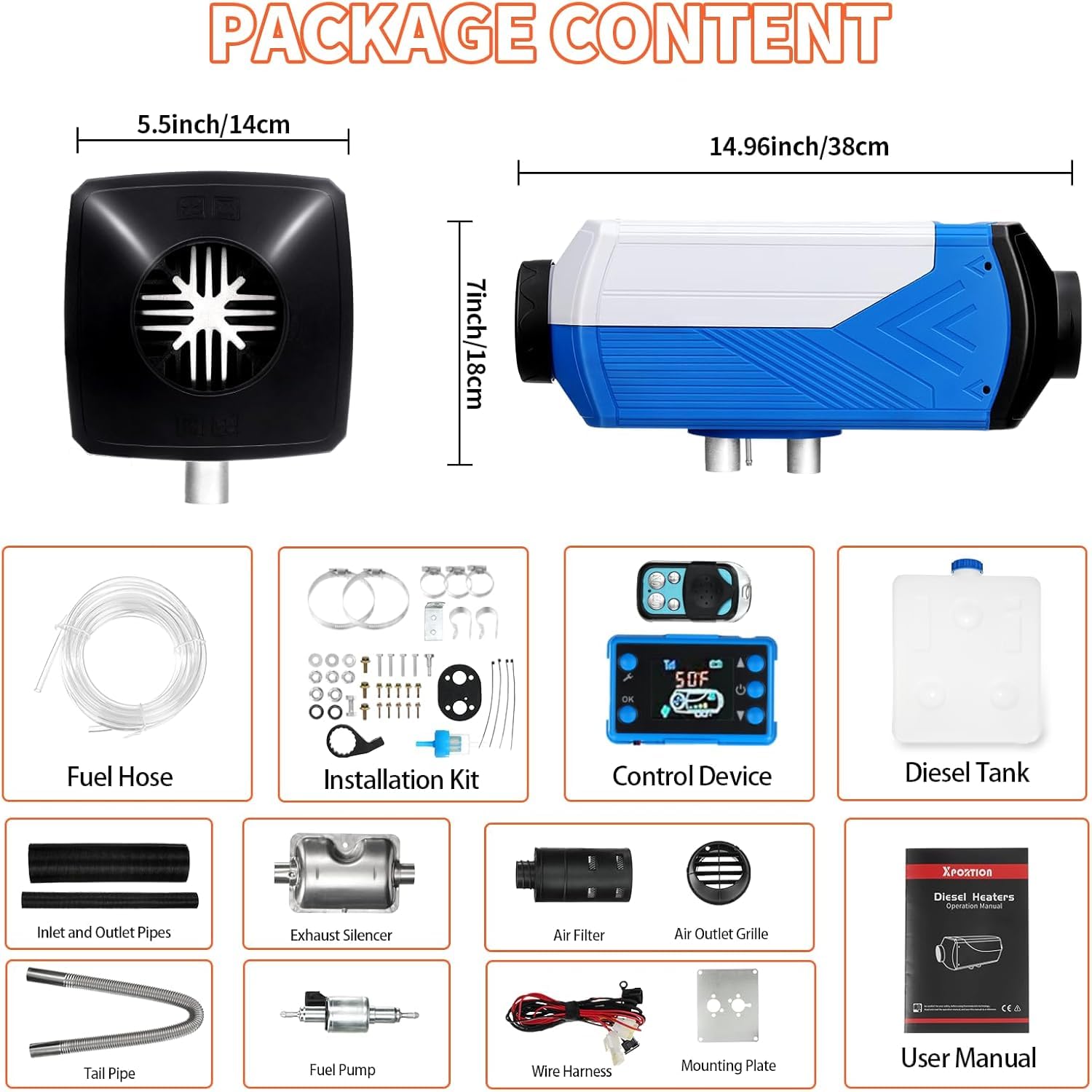 XDOVET Diesel-Heizung 8.3KW, 12V/24V Diesel Air Heater für Auto und Innenräume, Bluetooth-Fernbedienung, LCD-Panel-Steuerung, effiziente Diesel-Heizung für Vans, Wohnmobile, Lastwagen und Garagen