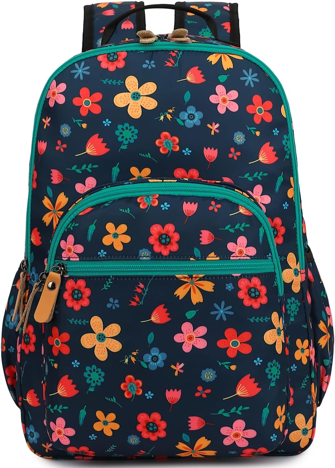 Leaper Fashion Floral Printing Laptop Backpack for Women Water-resistant College Backpack for Girls Kids Bookbags Travel Bag Casual Bag Satchel Dark Blue - Image 3