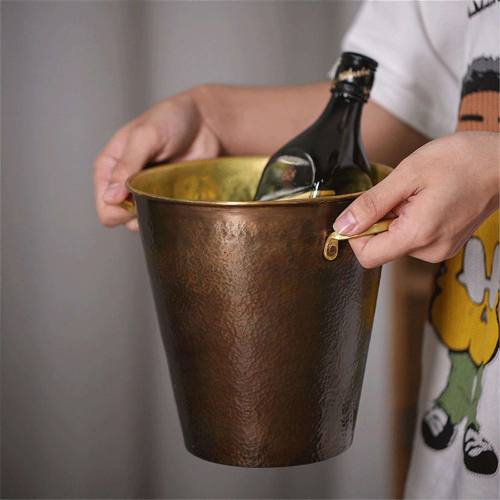 DengxiaoqingOZ Cubo de champán Cubitera de latón for Fiestas for Mantener Las Bebidas frías Cubo/Enfriador de Bebidas(Pequeño)