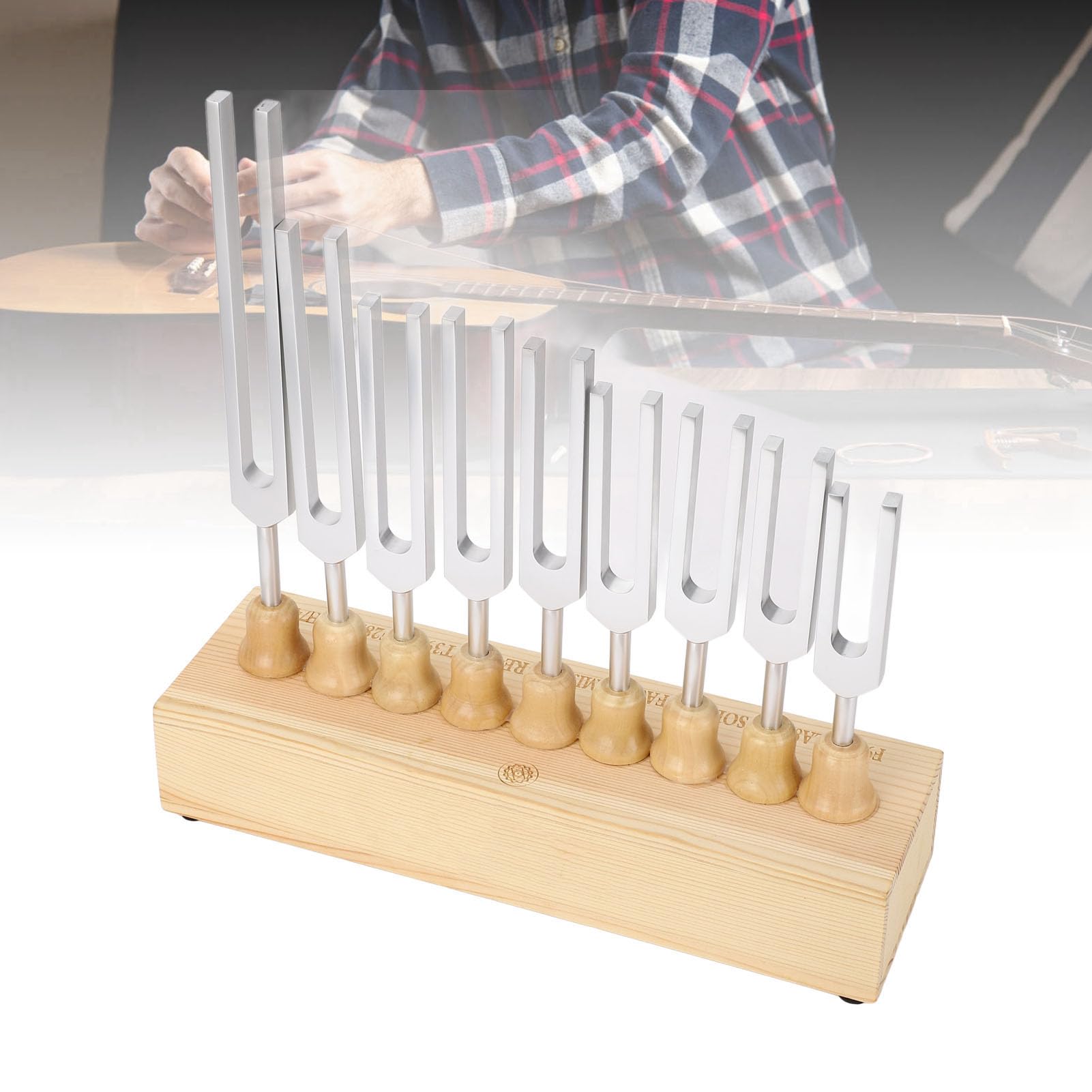 Generic Zestaw Kamertonów Zestaw Kamertonów Młotków 9 Solfeggio do Terapii Dźwiękiem Czakr Uzdrawiającej DNA 396 Hz 528 Hz 741 852 963 z