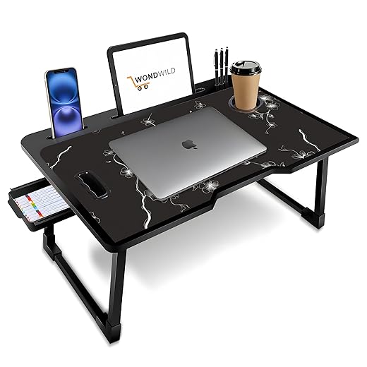 Foldable Bed Laptop Table with Drawer