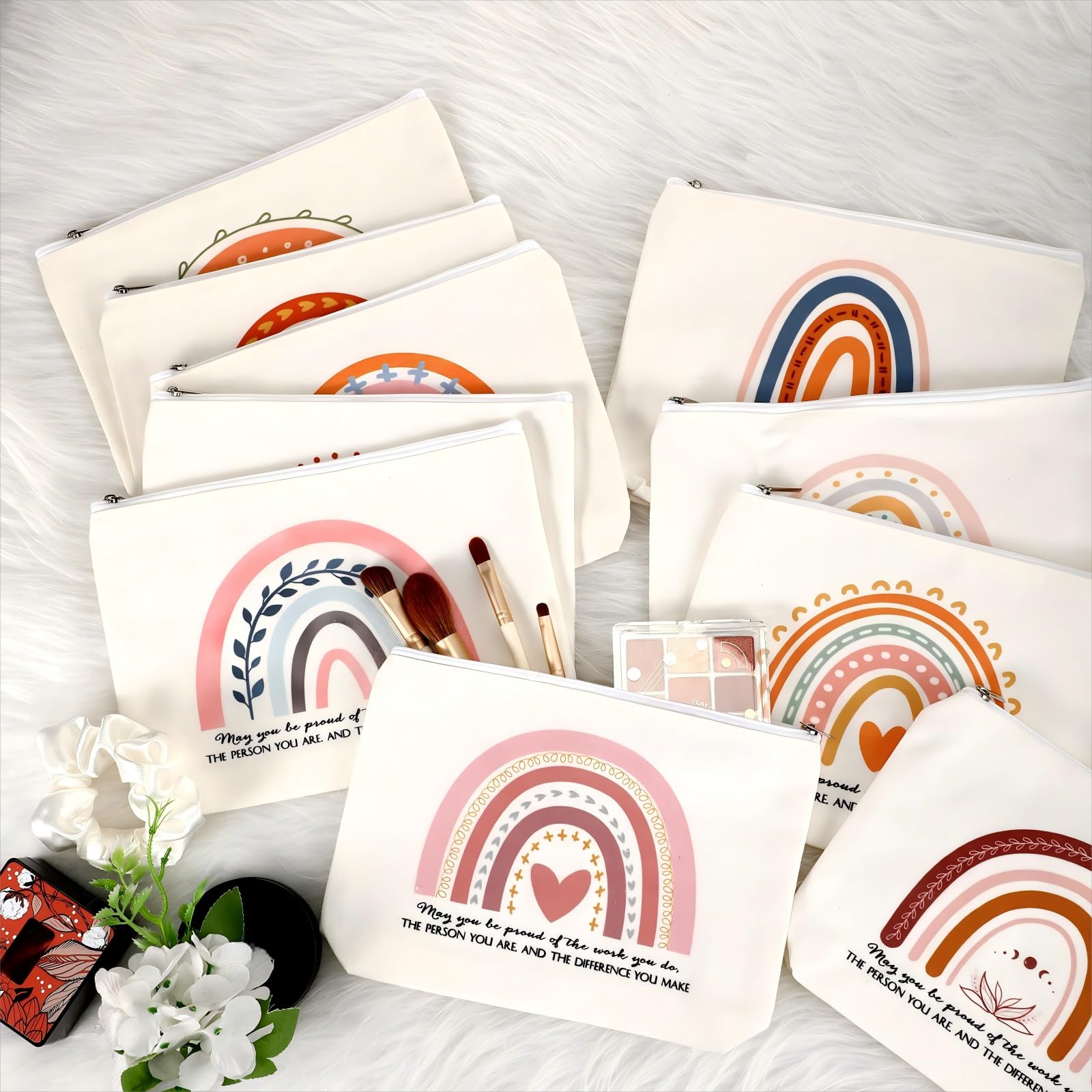 Sieral Canvas Makeup Bags with Zipper, Reusable Cosmetic Storage Pouches