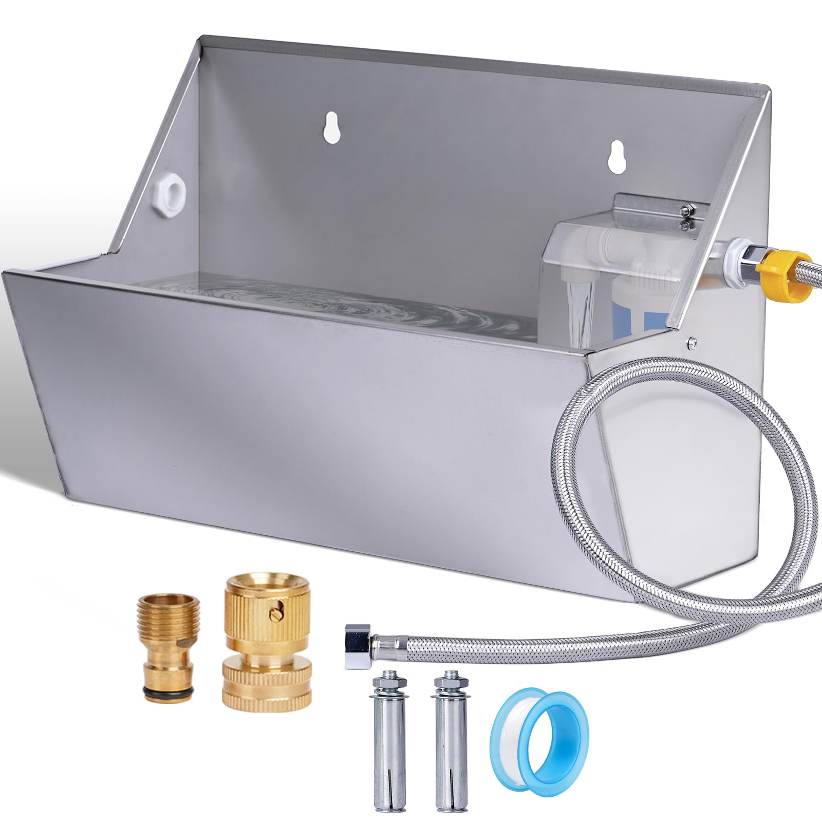 MUDUOBAN Automatic Water Dispenser for Dog,2.1 Gallon Dog Water Bowl Dispenser for Outdoor,304 Stainless Steel Automatic Pet Waterer for Cat Chicken