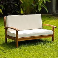 Vista 10 de IDZO Harmonie - Muebles de sofá biplaza para exteriores con capacidad de 800 libras, sofá de patio de acacia certificado FSC con mimbre resistente a