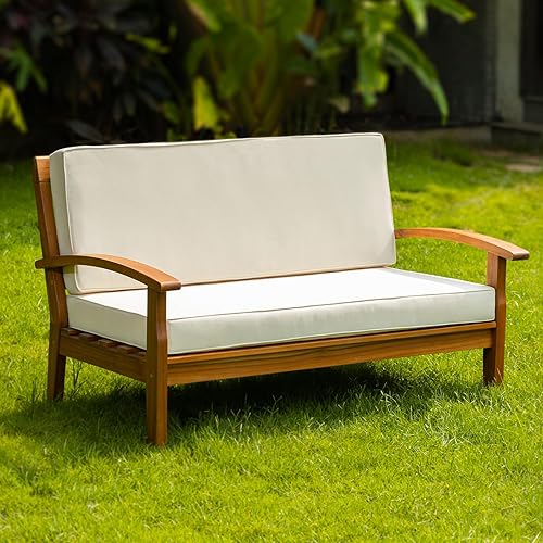 Miniatura 10 de IDZO Harmonie - Muebles de sofá biplaza para exteriores con capacidad de 800 libras, sofá de patio de acacia certificado FSC con mimbre resistente a