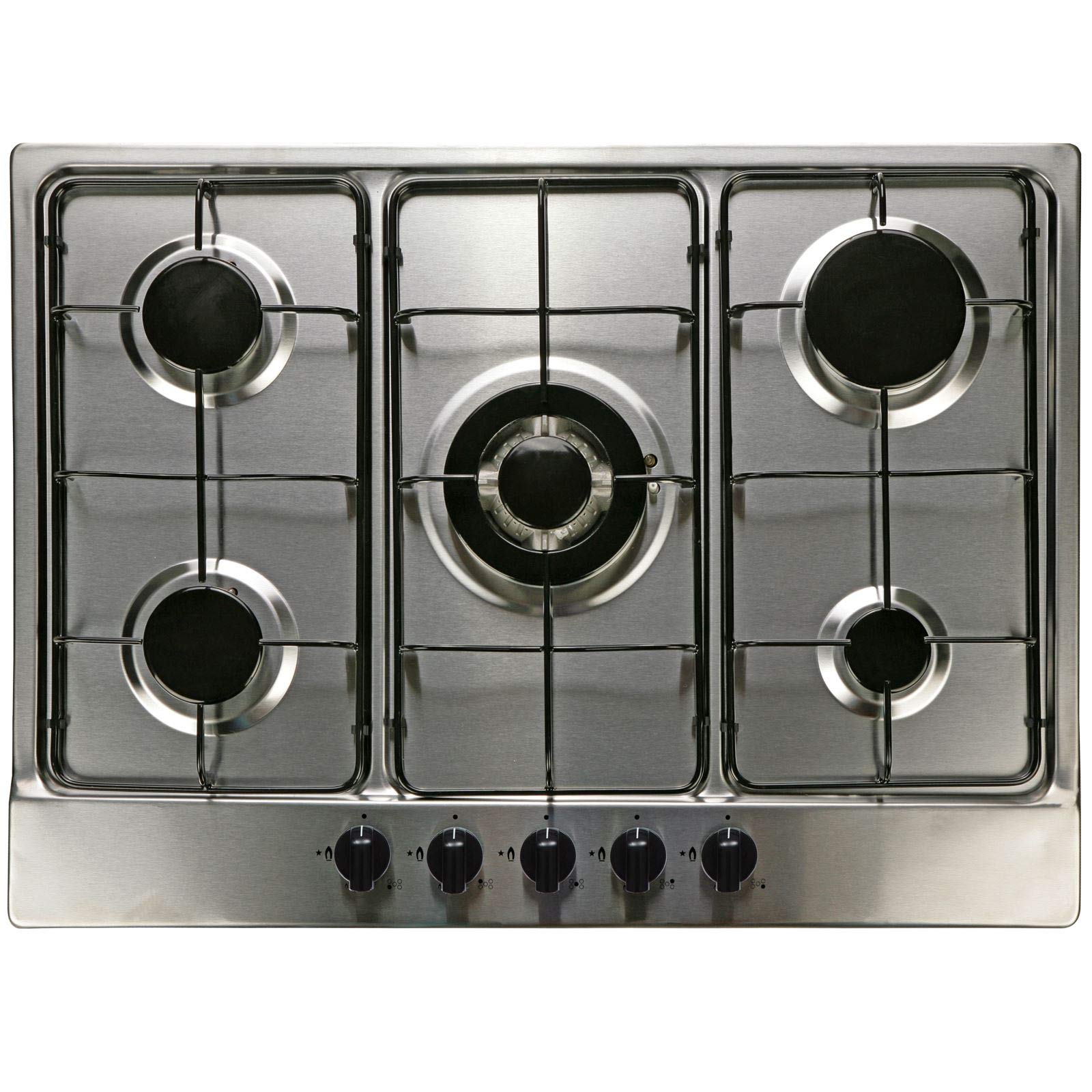 SIA 60cm Stainless Steel Single Oven, 70cm 5 Burner Gas Hob And Chimney Hood Fan — view 3