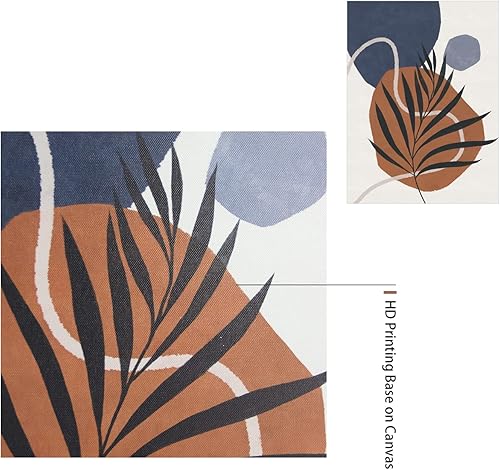 Miniatura 2 de Zessonic Juego de arte bohemio para pared, ilustraciones de plantas multicolor y formas abstractas, en tonos marrón y azul para sala de estar,