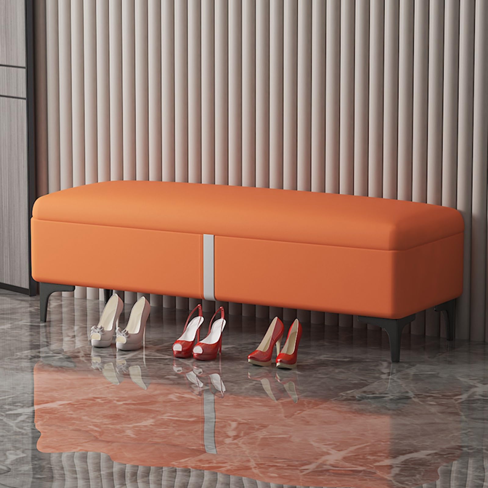 Banc de lit rembourré extra long rectangulaire 100 cm Slish Home Fur
