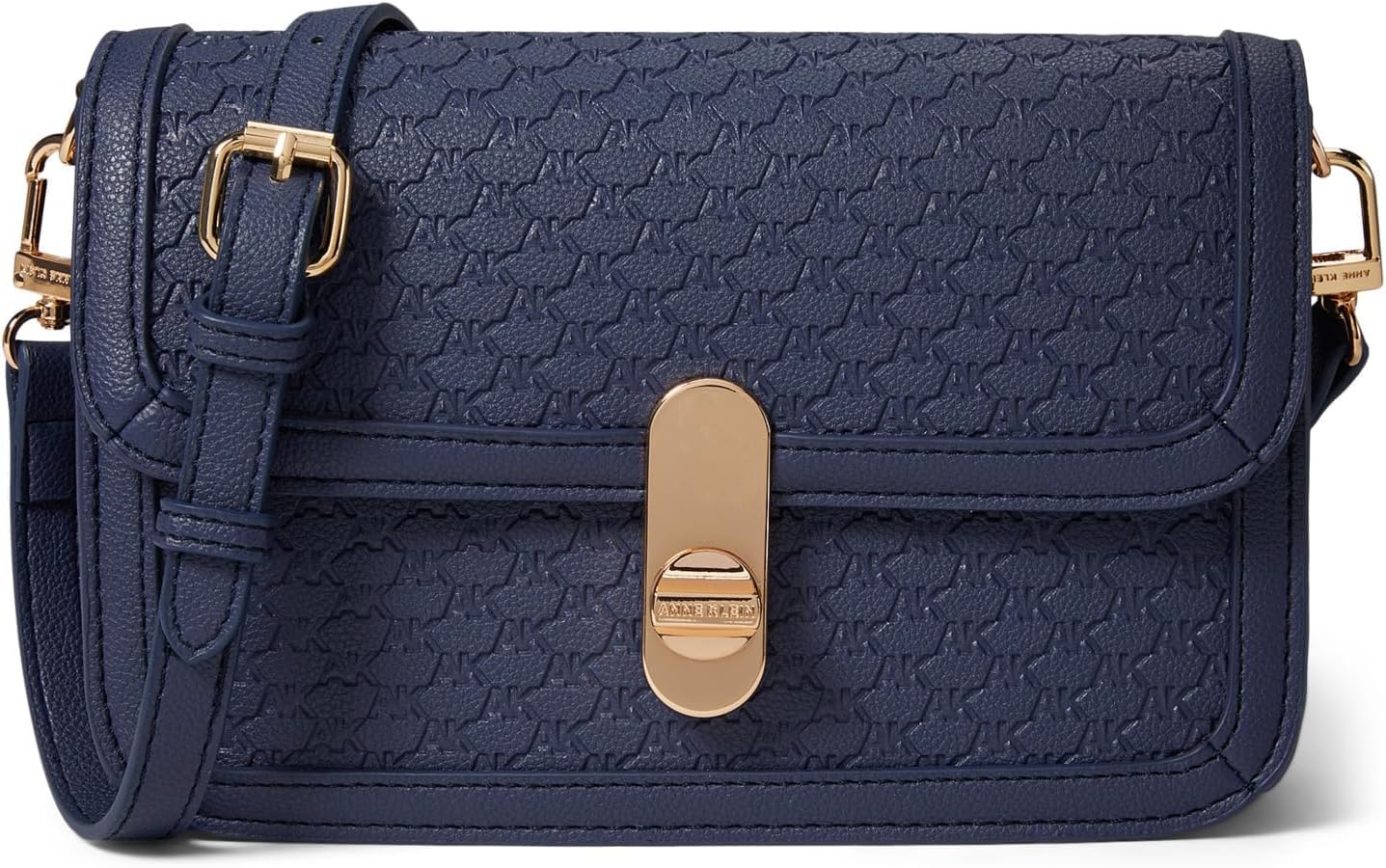 Anne Klein Medium Embossed Logo Flap Crossbody with Turn Lock