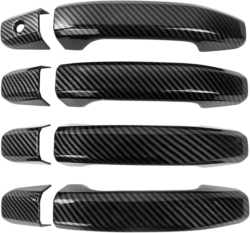 Capa de maçaneta externa BENXUTO estilo fibra de carbono para Chevrolet Silverado e GMC Sierra – 8 unidades