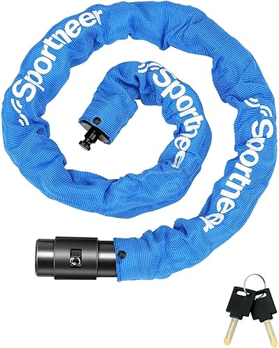 Miniatura 9 de Sportneer Cerradura de bicicleta Cerradura de cadena antirrobo de alta seguridad de 0.315 in de grosor con 2 llaves - Cerradura de bicicleta