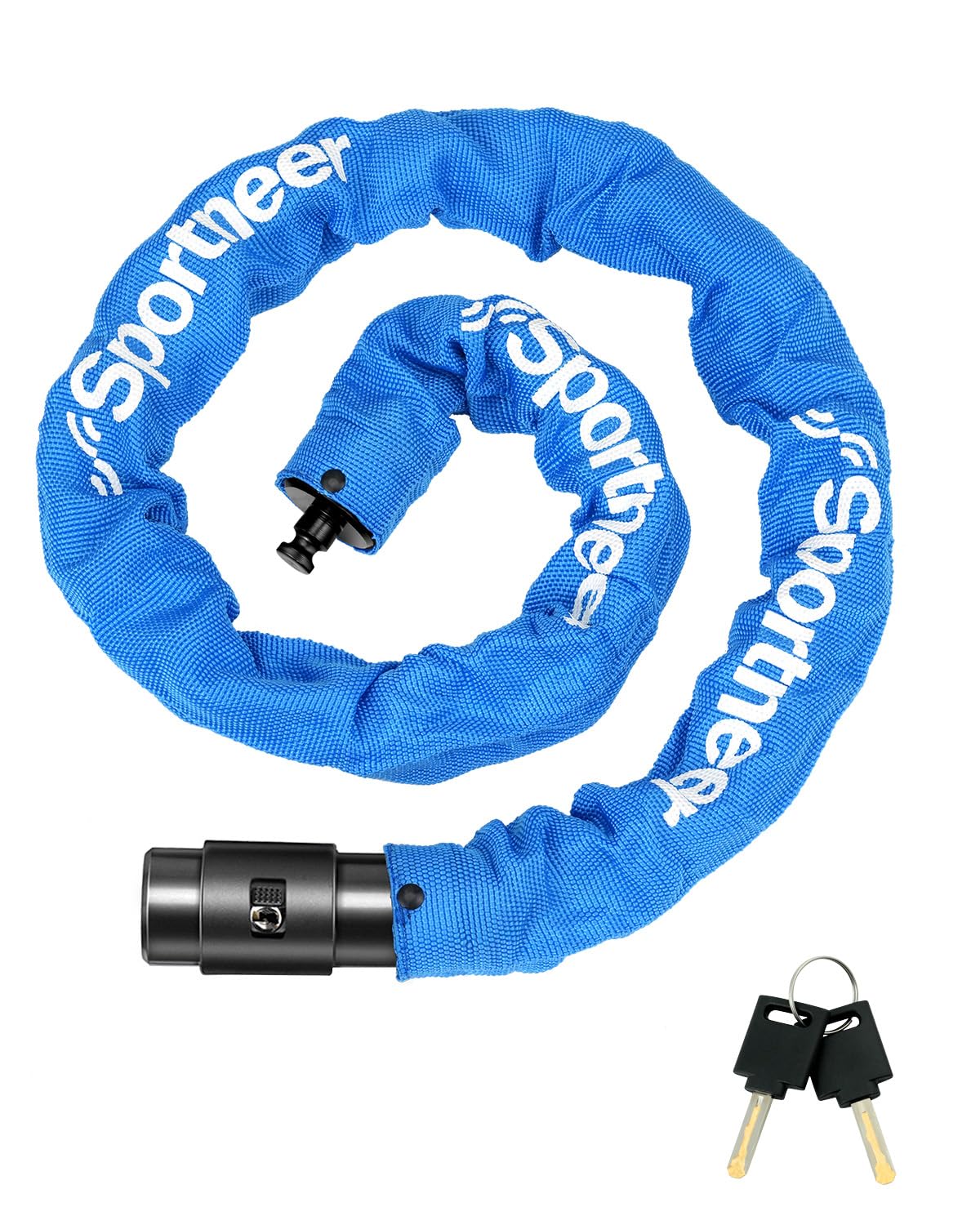 Sportneer Bike Lock: 8mm Thick High Security Anti Theft Bike Chain Lock with 2 Keys- 3.2/4ft Long Heavy Duty Anti-Cut Bicycle Lock for Bike, Motorcycle, Bicycle, Door, Gate, Fence, Grill