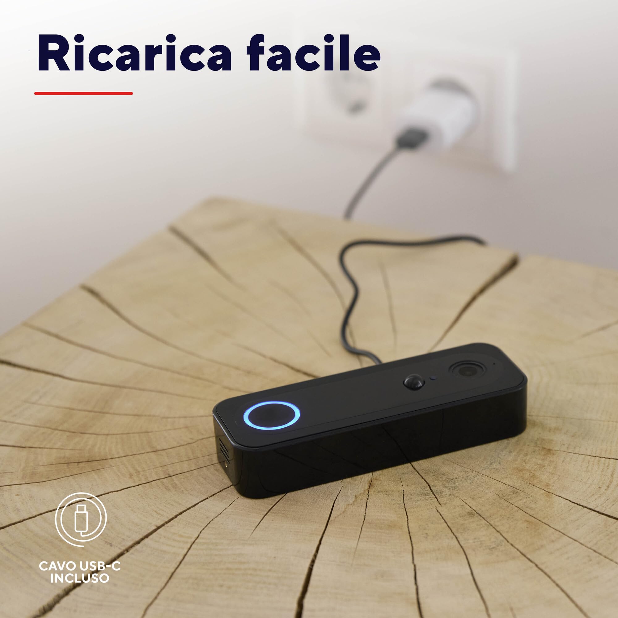 Trust Campanello Videocitofono senza Fili WiFi 2.4GHz con Chime, Video 3MP 2K HD, Audio Bidirezionale, Visione Notturna, Telecamera per Campanello con Ricevitore con 30 Campane, Impermeabile, Nero