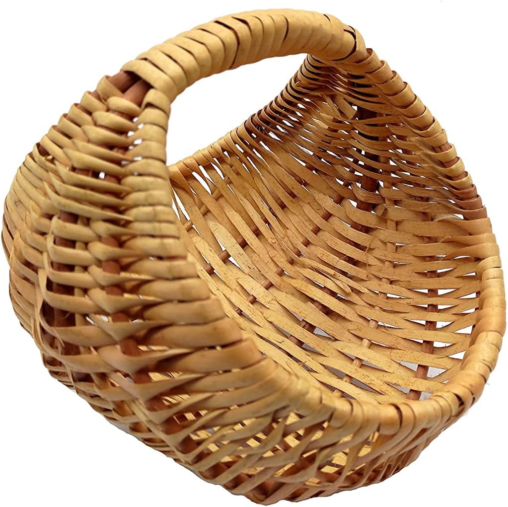 Kashmir Wicker Wooden Heavy Duty Willow Handle -Multipurpose Big Storage, Flower Decoration Bamboo Pooja Mandir Farmer Basket- Size-30 x 26 x 25 cm – 1 pcs