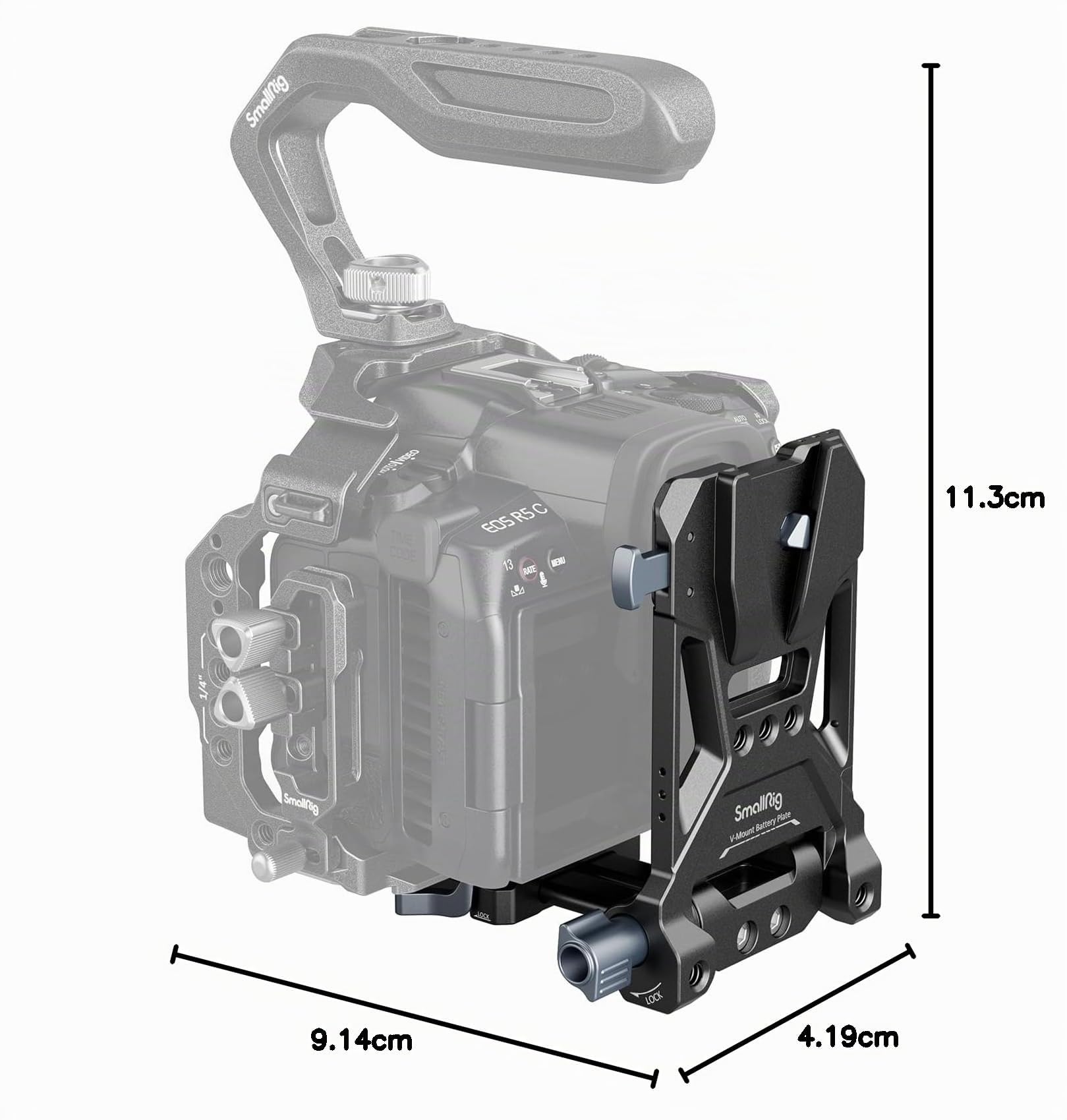 SMALLRIG V-Mount Battery Plate, con Doppia Piastra a Sgancio Rapido per Arca-Swiss, Piastra per Batteria V-Mount Compatta e Pieghevole a Forma di L per Fotocamera DSLR, Gimbal e Treppiedi - 4064B