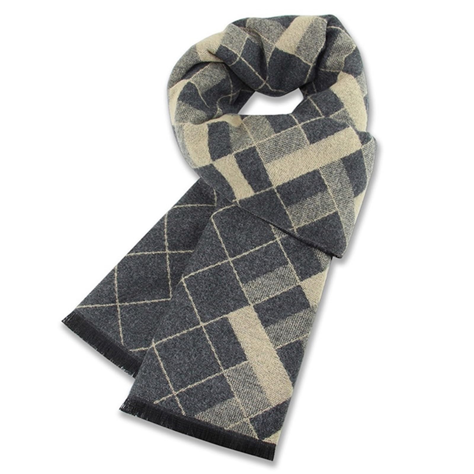 Generisch Bufanda de hombre de invierno cálida bufanda para hombre de seda informal a cuadros de negocios para hombre larga pashmina Shawls Muffler