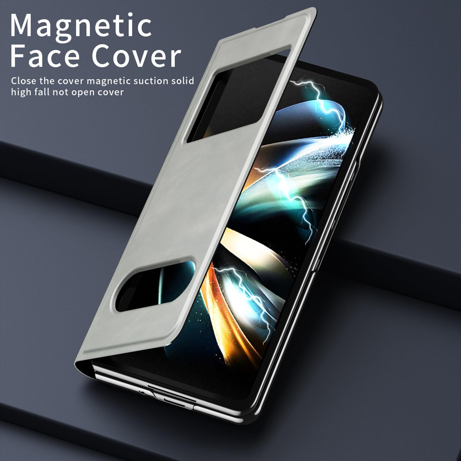 Étui en cuir compatible avec Samsung Galaxy Z Fold 8 Ultra, Smart View Window Flip Cover Protection Complète Fonction Stand Coque, Vert